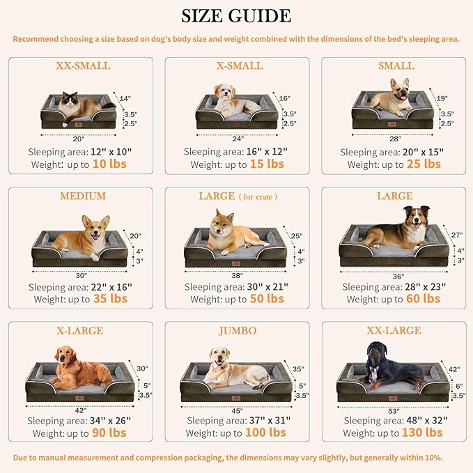 Comfort Expression Medium Dog Beds Waterproof Orthopedic Foam Dog Sofa Beds for Medium Large Dogs Comfy Pet Bed with Washable Removable Cover & Non-Slip Bottom(Medium,Dark Green)-Mewly Pet