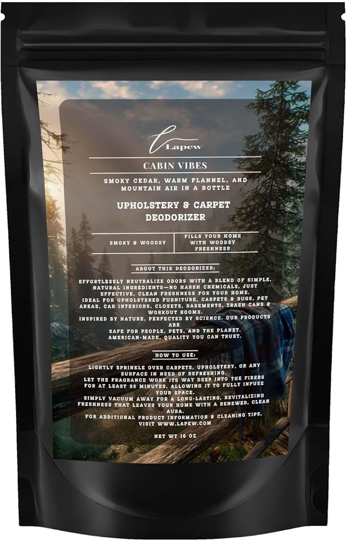 Cabin Vibes Carpet Freshener Powder: Powerful Odor Eliminator for Home, Upholstery Deodorizer, Carpet Deodorizer, Pet Urine, Cat Litter Box - Autumn Woods Fragrance