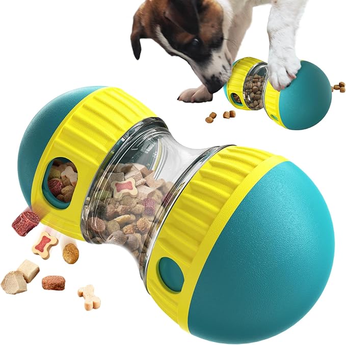 Dog Puzzle Toy Adjustable Treat Dispensing Ball Food Dispenser Tough Slow Feeder Puppy Enrichment Training Toy Pet Interactive Chase Toys for Small Medium Large Dogs to Keep Them Busy, Green-Mewly Pet