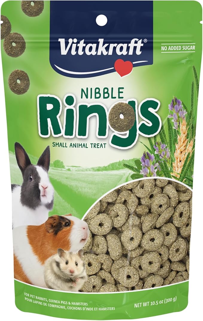 Vitakraft Nibble Rings Small Animal Treats - Crunchy Alfalfa Snack - For Rabbits, Guinea Pigs, Hamsters, and More-Mewly Pet