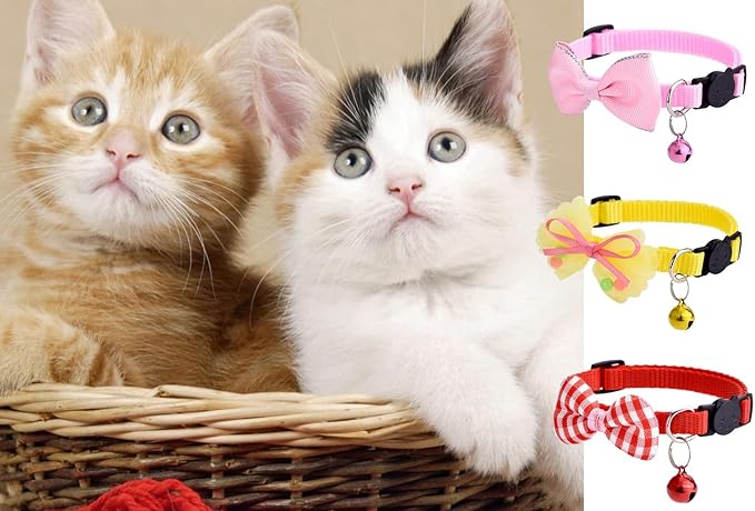 16 PCS Cute Cat Collar with Bells Kitten Collars for Girls Pink Cat Collar Breakaway Cat Collars for Girl Cats Small Kitten Collar with Bell Boy Pet Collar for Cats Kitten Supplies Flower Cat Collar-Mewly Pet