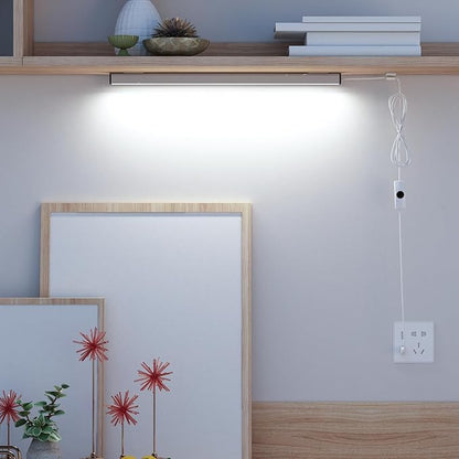 ASOKO Under Cabinet Led Lighting, 12 Inch Light Strip Bar, Cool White 6000K Dimmable Plug in USB Light, Small Thin Led Under Counter Lighting for Kitchen/Room/Shelf/Desk/Display Case