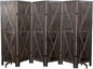 Premium Home 6-Panel Room Divider – Rustic Brown Barn Door, X Pattern Folding Privacy Screen, Partition Wall