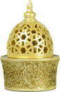Intense Oud Calligraphy Style Closed Resin Incense Burner – 8 Inches, Beige Metal Tray, Arabian Bakhoor Burner for Yoga, Aromatherapy, Home, Office & Bedroom Decor
