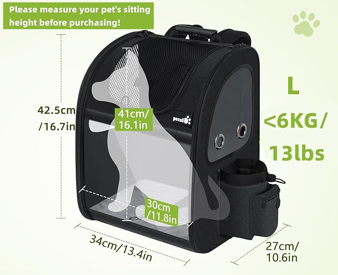 Pecute Pet Carrier Backpack, Dog Carrier Backpack, Expandable with Breathable Mesh for Small Dogs Cats Puppies, Pet Backpack Bag for Hiking Travel Camping Outdoor Hold Pets Up to 18 Lbs-Mewly Pet