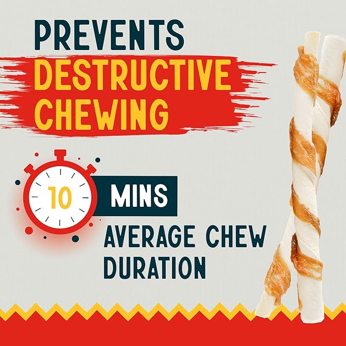 Canine Chews Chicken-Wrapped Rawhide Twists for Dogs - Pack of 100 U.S.A. Sourced Chicken Wrapped Rawhide Dog Treats, Sticks for Dogs - Premium & Natural Beefhide Chews-Mewly Pet