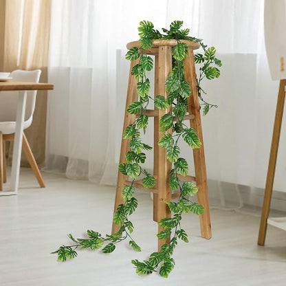 RECUTMS 4Pcs Artificial Monstera Leaves Vines, 5.9FT Fake Hanging Plant Ivy Faux Tropical Palm Leaf Greenery Garland for Garden Porch Patio Jungle Luau Beach Birthday Party Indoor Outdoor Spring Décor