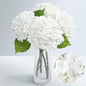 Waipfaru 21" Real Touch White Hydrangea Artificial Flowers with Long Stem & Leaves, Full Latex Faux Hydrangea Flowers for Home Decor Party Floral Arrangements Wedding Bouquets Centerpieces, 4Pcs