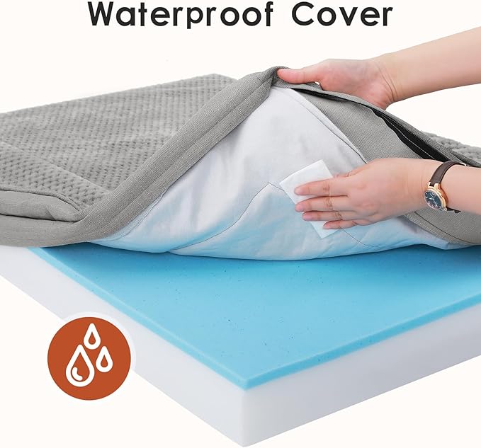 Orthopedic Dog Bed Medium Size Dog, 3 Inch Memory Foam Pet Bed for Small and Medium Dogs, Washable Removable Cover, Nonskid Bottom, Waterproof, 30x20 Inches S Light Grey-Mewly Pet
