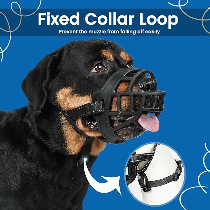 BARKLESS Dog Muzzle, Soft Basket Silicone Muzzle for Dogs to Prevent Biting and Chewing, Breathable Cage Mouth Cover for Training, Allows Drinking and Panting, Used with Collar-Mewly Pet