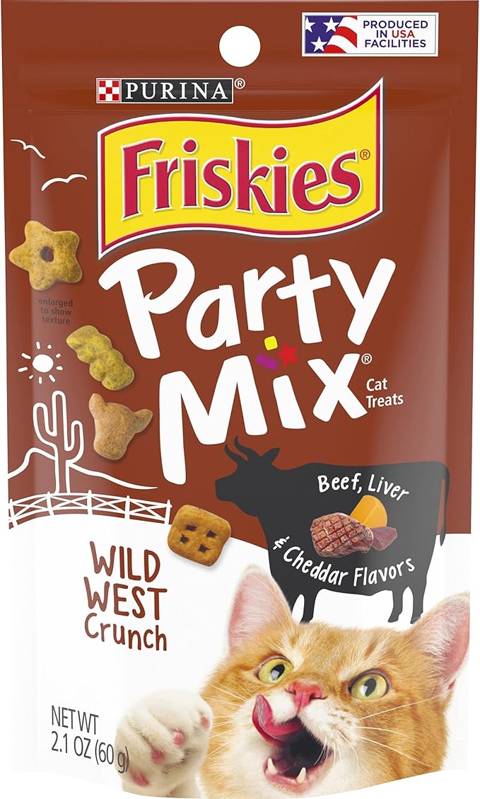 Purina Friskies Party Mix Cat Treats (Wild West Crunch, 2.1 Ounce (Pack of 6))-Mewly Pet