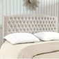 24KF Upholstered Tufted Button Linen Fabric Headboard,Comfortable Fashional Headboard King/CA King Size,Ivory