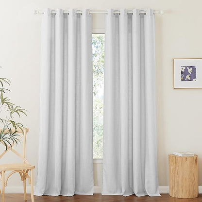 RYB HOME Curtains 95 inch - Subtle Linen Texture Sheer Curtains for Living Room, Glare Scattering Privacy Drapes for Bedroom/Doorway/Dining, Width 52 x Length 95, 1 Pair, Dove Grey