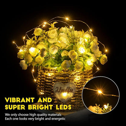 Brightown 24 Pack Fairy Lights Battery Operated - 7Ft 20 Led Mini String Lights Silver Wire Waterproof Firefly Starry DIY Lights for Bedroom Patio Wedding Party Christmas Decor (Warm White)