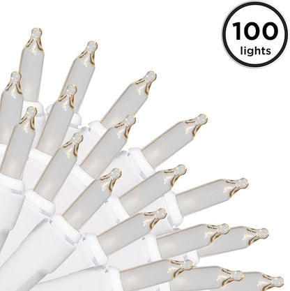 Brite Star 100 Count Mini String Christmas Lights, Clear - 22 feet Indoor/Outdoor Christmas Tree Lights with White Wire
