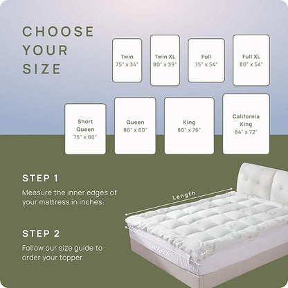 Cooling Mattress Topper - California King Size | Plush Pad Mattress Topper for Back Pain Relief, 8-21" Deep Pocket | Viscose Made from Bamboo Pillow Top | Bedroom Essentials
