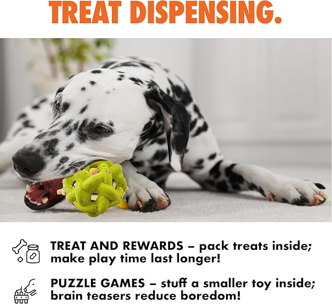 Max Fusion with Nike Grind, Arlee Gyro Treat Dispensing Dog Toy, Durable Dog Treat Toy, L-Mewly Pet