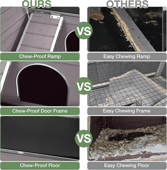 Guinea Pig Cage with Wooden Stand - Hamster Cage, Small Animal Cage Anti Chew Ramp, Hideout, Platform, Pull Out Tray (Grey, L)-Mewly Pet