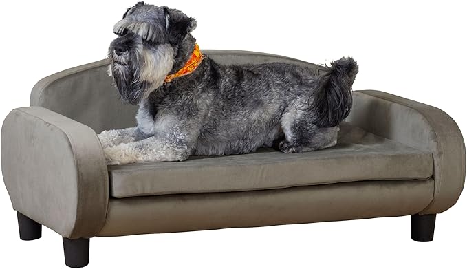 Paws & Purrs Multi-Cat Sofa Elevated Pet Bed for Indoor Cats Raised Cats Couch with Removable Washable Mattress Cover for Kittens, Dogs - 35.5" Wide, Ash-Mewly Pet