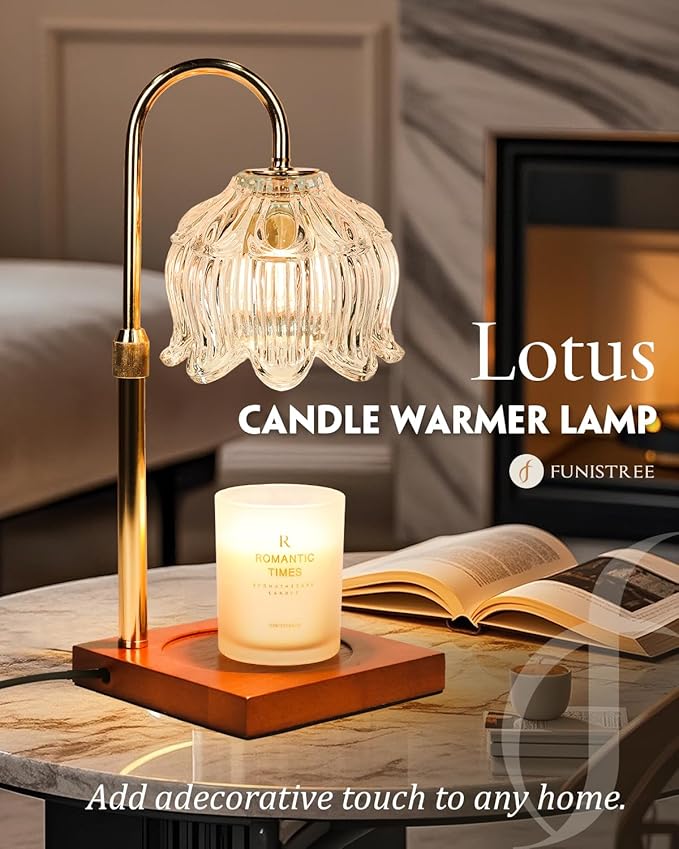 White Clear Candle Warmer Lamp with Timer & Dimmer, Candle Warmer Adjustable Height, Gifts for Women Mom Birthday Christmas, House Warming New Home Bedroom Decor, Flower Wax Warmer for Jar Candles