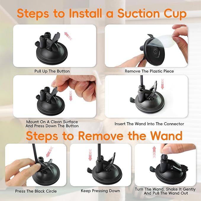 Interactive Bird Simulation Cat Feather Toy Set Cat Retractable Wand Toys Suction Cups Base,Include Detachable 7 Pcs Replacements Feathers Toys-Mewly Pet