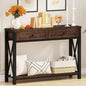 BON AUGURE Console Table with 2 Drawers, Entryway Tables with Storage, Sofa Table Behind Couch for Living Room, Farmhouse Entry Tables for Hallway, Foyer, Front Door (Rustic Oak, 47 Inch)