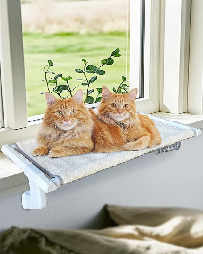 Heavy-Duty Window Sill Perch – All-Metal Frame Supports up to 120 lbs – Durable, Easy-to-Assemble Cat Hammock for Large and Multiple Cats (XL 1PC)-Mewly Pet