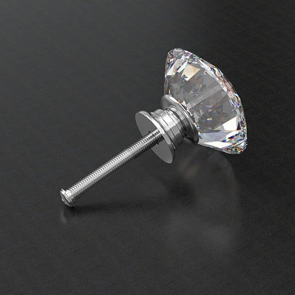 Tomorotec 12-Pack 30mm Crystal Clear Glass Silver Base Cabinet Drawer Pulls, Diamond Shape Cupboard Knobs with Screws for Kitchen, Dresser, Cupboard, Bathroom, Wardrobe (1.2 inch/30mm)
