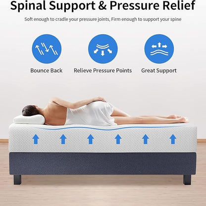 PayLessHere 12 inch Memory Foam Mattress Cooling Gel Green Tea Infused Mattress,Fiberglass Free,CertiPUR-US Certified,Cooler Sleep Supportive & Pressure Relief,White California King