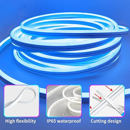 100ft LED neon Lights with Remote APP Control IP65 Waterproof Flexible Neon LED Strip Lights 24v RGB LED neon Rope Lights for Bedroom Room Outdoors Decor（2 Rolls of 50ft