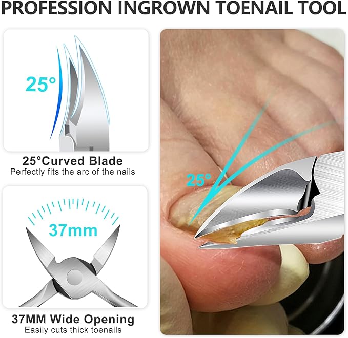 Toe Nail Clippers for Thick Nails - 5PCS Heavy Duty Toenail Clipper for Men, 37mm/16mm Wide Jaw Opening Nail Clippers-Mewly Pet