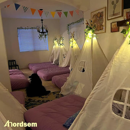 Anordsem Battery String Light Indoor: 6.88Ft/10 LED Cotton Ball Lanterns 2 Pack - Fairy Cozy Lighting Hanging Deco for Bedroom Party - Christmas Gifts for Babies Adults 25-50