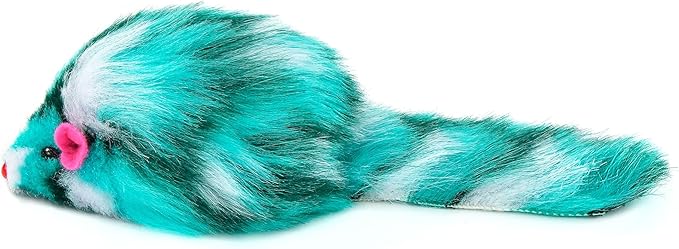 CHIWAVA 6PCS 3.1" Long Haired Furry Mice with Rattle Gradient Color Small Cat Toy Mouse Kitten Interactive Toy-Mewly Pet
