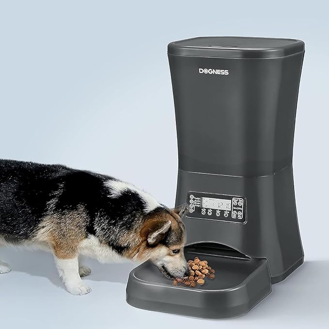 DOGNESS 9L Dog Feeders for Large Dogs, Automatic Dog Feeder with Timer Extra Large, Programmable Auto Pet Food Dispenser Feeder, Portion Control, Voice Recording, Battery and Plug-in Power (Black)-Mewly Pet