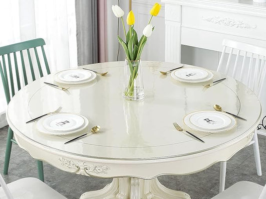 Deep Dream 1.5mm Thick 48 Inches Clear Round Table Protector, Round Table Cover, Tablecloth Protector, Table Protector for Dining Room Table & Office