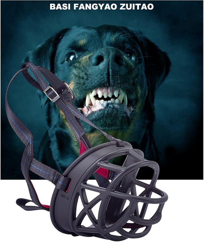 Dog Muzzle Breathable Basket Muzzles for Large and X-Large Dogs, Stop Biting, Barking and Chewing, Best for Aggressive Dogs Black Brown (Black Rubber, XL)-Mewly Pet