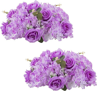 NUPTIO Flower Balls for Centerpieces Wedding: 2 Pcs 14.2 inch Diameter Artificial Flower Ball Arrangement Bouquet Centerpiece for Tables - Light Purple Fake Rose Flowers for Wedding Decor