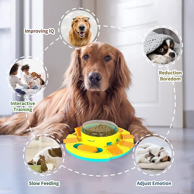 Dog Puzzle Toys for Dog Boredom and Mentally Stimulating, Interactive Slow Food Feeder Dispenser, Professional Level 2 in 1 for Large/Medium/Small Dog-Mewly Pet