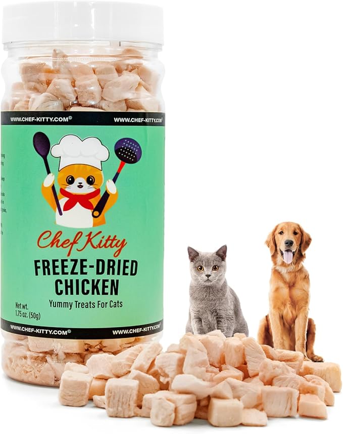 Freeze-Dried Chicken Treats for Cats & Dogs – 100% Human Grade, Single Ingredient, High-Protein, Healthy Snack – No Additives or Preservatives – 1.7oz - Inspected & Tested in USA-Mewly Pet