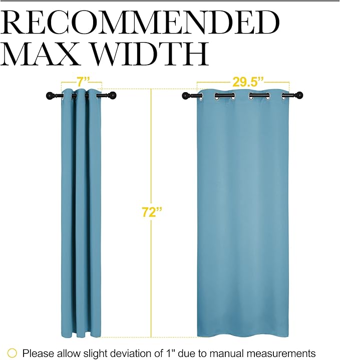 NICETOWN Thermal Insulated Curtains Blackout Draperies, Window Treatment Solid Grommet Room Darkening Drape Panels for Bedroom (Teal Blue, Set of 2, 34 by 72 inches Long)