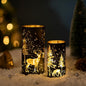 Glasseam Christmas Hurricane Candle Holder: 2 Pcs Black Candle Holders for Pillar Candles Cylinder Mercury Glass Candle Holder Reindeer Candle Holders for Table Centerpiece Thanksgiving Decorations