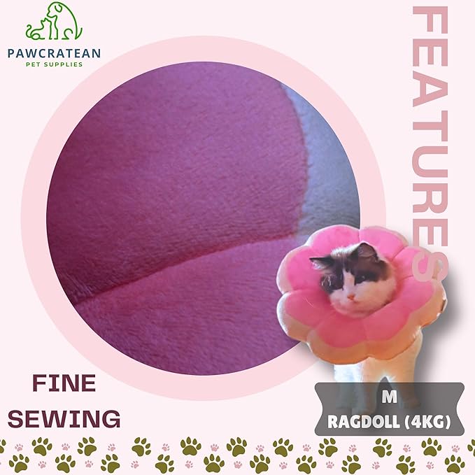 Adjustable Comfy Flower Style Elizabeth Collar for Cats and Puppies Soft Recovery Cone Pet Protective Neck Collar (Pink, Medium)-Mewly Pet