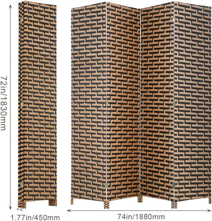 Room Divider Wood Screen 4 Panel Wood Mesh Woven Design Room Screen Divider Folding Portable Partition Screen Screen Wood for Home Office