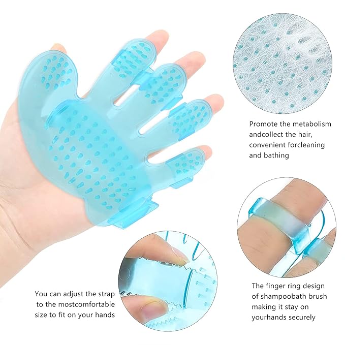 7-Piece Small Pet Grooming Kit with Brush, Nail Clippers, and Adjustable Strap for Rabbits, Hamsters, Guinea Pigs (Blue)-Mewly Pet