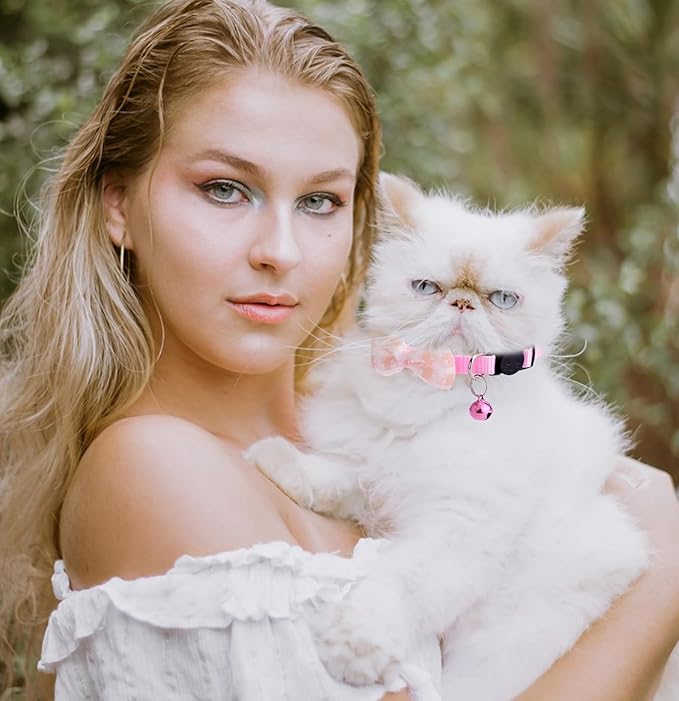 16 PCS Cute Cat Collar with Bells Kitten Collars for Girls Pink Cat Collar Breakaway Cat Collars for Girl Cats Small Kitten Collar with Bell Boy Pet Collar for Cats Kitten Supplies Flower Cat Collar-Mewly Pet