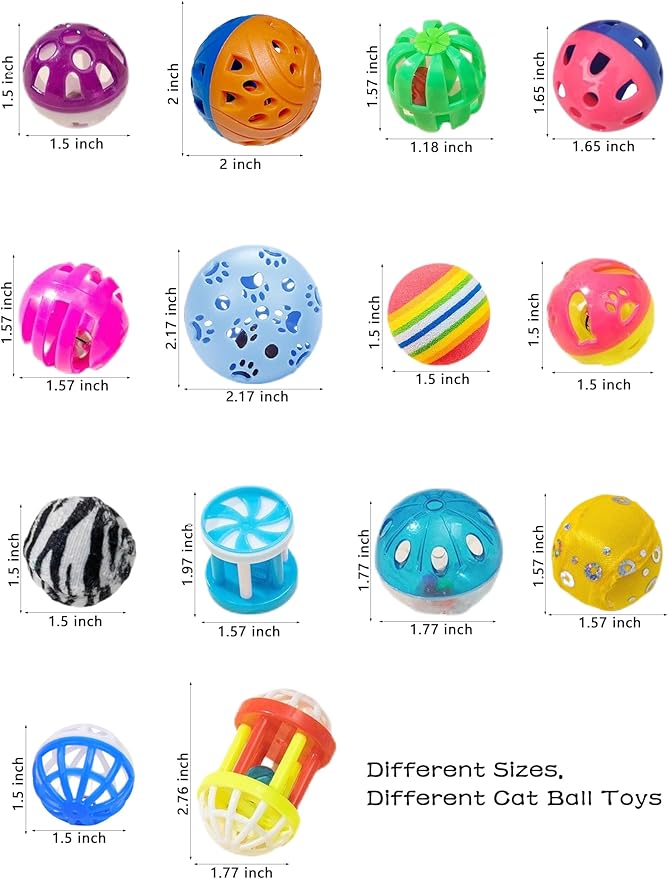 6-Pack Cat Toys for Indoor Cats, Playfully Content (1.5'', Basic Cat Toy Set)-Mewly Pet