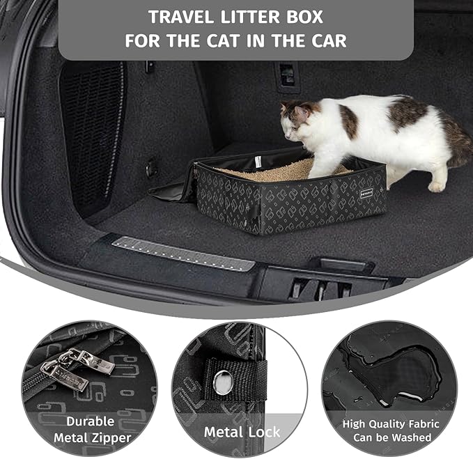 PETSFIT Portable Litter Box - Leak-Proof, Travel Litter Box with Lid, Collapsible Litter Boxes Perfect for Hotel/Lawn/Car Travel-Mewly Pet