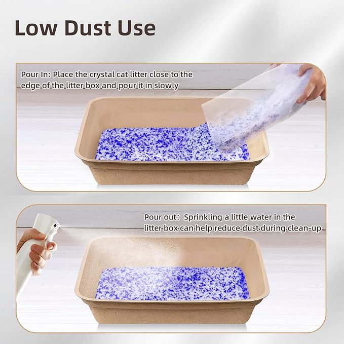 LaSyL Premium Crystal Cat Litter - 17.2 lb, Four Months Lasting - Superior Odor Control & Absorption, Non-Clumping, Low Tracking Silica Gel Safe for Pet, White & Blue (4 Bags of 4.3 lb)-Mewly Pet