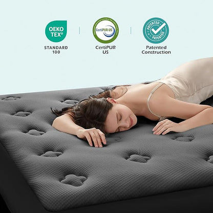 Hansleep Queen Mattress Topper Viscose Derived from Bamboo, Memory Foam Pillow Top Mattress Topper Queen with Deep Pocket, Breathable Mattress Pad for Back Pain Relief, 60" x80", Charcoal Grey