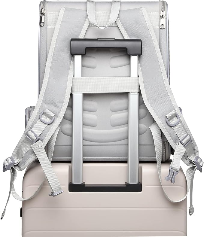 Texsens Pet Backpack Carrier for Small Cats Dogs | Ventilated Design, Safety Straps, Buckle Support, Collapsible | Designed for Travel, Hiking & Outdoor Use (Light Gray)-Mewly Pet